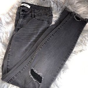 Distressed black jeans